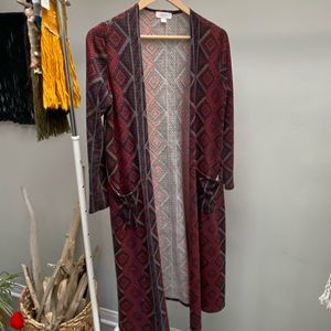 LulaRoe patterned duster sweater